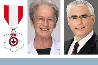 Deux scientifiques de l’IR-CUSM ont été nommés à l'Ordre du Canada en 2022 : la Dre Carolyn Freeman pour sa carrière marquante en radio-oncologie et John Bergeron, D. Phil., pour sa contribution au domaine de la protéomique