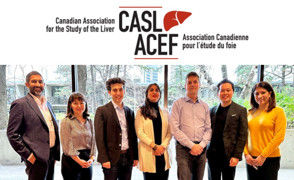 La Dre Giada Sebastiani (au centre) et le conseil d’administration de l’Association canadienne pour l'étude du foie