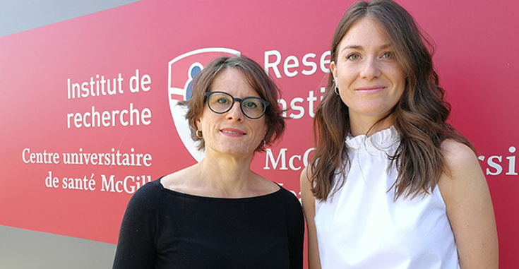 Dr. Stéphanie Chevalier, a nutritionist and scientist with the Metabolic Disorders and Complications Program at the RI-MUHC, with her student Anne-Julie Tessier, first author of the study.